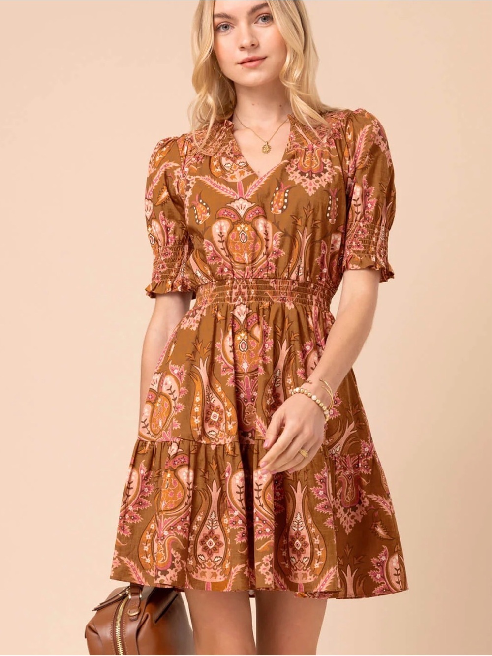 Spartina 449 Larvin poplin dress Mercer house damask brown